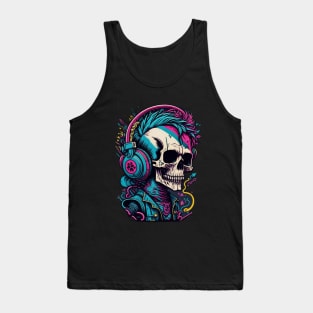 Skull with headphones Tank Top